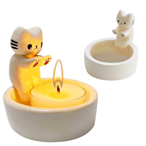 Katzen Kerzenhalter,Cute Cat Pantry Holder,Teelichthalter mit...