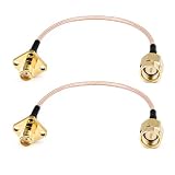 RedYutou coaxial Cable SMA Female Jack to SMA Male Plug Pigtail Cable 4 Holes Flange Chassis Panel Mount RG316 /20cm WiFi Router （2 pcs） not Part of tv Cable Can't use TV