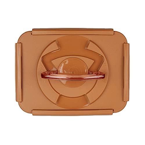 Image of Crazy Korean Cooking Premium Kimchi, Sauerkraut Fermentation and Storage Container with Inner Vacuum Lid, Sandy Brown 1.3 Gal (5.2L) 2 PACK