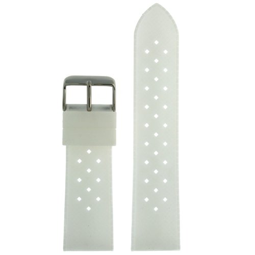 Tech Swiss Watch Band Silicone Rubber White Breathable Strap Stainless Buckle Waterproof Fits 20 millimeters