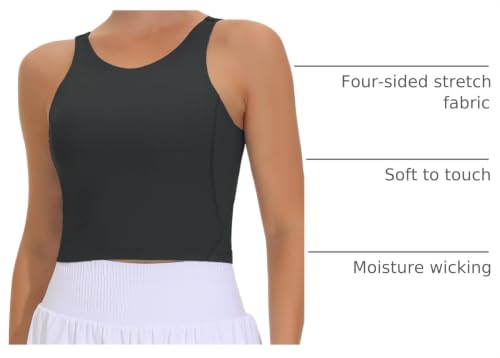 Image of THE GYM PEOPLE Women Sports Bra Sleeveless Padded Running Workout Tank Tops | U-Shaped Beauty Back, High-stretch fabric, Crop design, Sleeveless, Removable pads, Ideal for workout and daily wear
