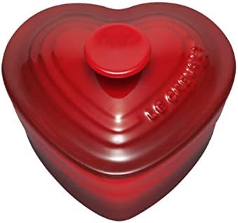 Le Creuset Stoneware Heart Ramekin with Lid, 0.3 L, Cerise, 91003100060070