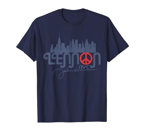 John Lennon - Peace, NYC T-Shirt, Men, Navy Blue, Small