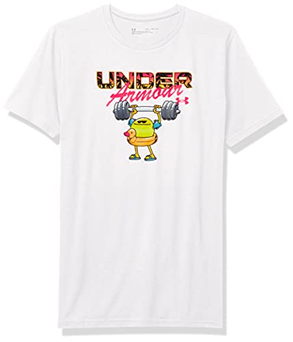 T-shirt Under Armour manches courtes enfant blanc et rouge YXS