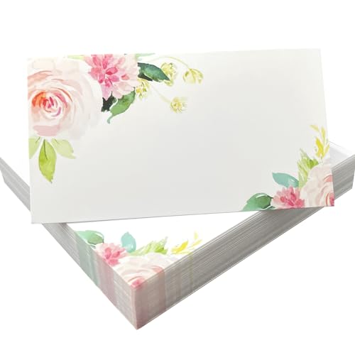 50 tarjetas de lugar, tarjetas de lugar de flores para mesa, tarjetas de lugar de boda, tarjetas de papel con nombre de mesa, tarjetas de lugar con nombre de boda para decoración de mesa, cumpleaños