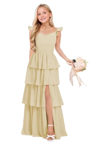 Tiered Chiffon Junior Bridesmaid Dresses Chiffon Flower Girl Dress for Wedding Girls Formal Evening Dress2