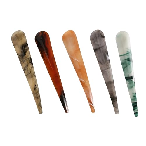 Gkhlg 5 Pack Duckbill Hair Clips for Women Premium Acrylic and Metal Hair Slides Strong Hold No Slip Crocodile Clips Hair for Daily Use and Special Occasions (Beige+Gray+Black+Pink+Red)
