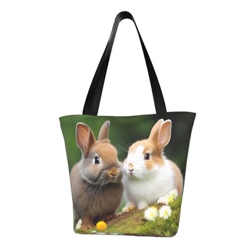 Sac d'épicerie en toile lapin, un grand sac de courses esthétique et robuste pour femme