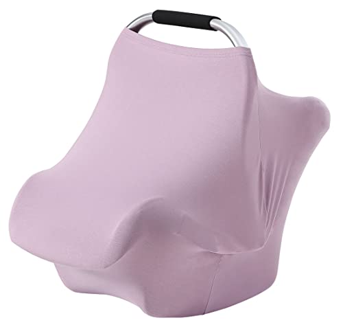 Image of SUZEL Car Seat Covers Canopy for Babies Bamboo Viscose Stroller Car Seat Combo Breastfeeding Nursing Cover for High Chair, Shopping Cart, Dusty Purple