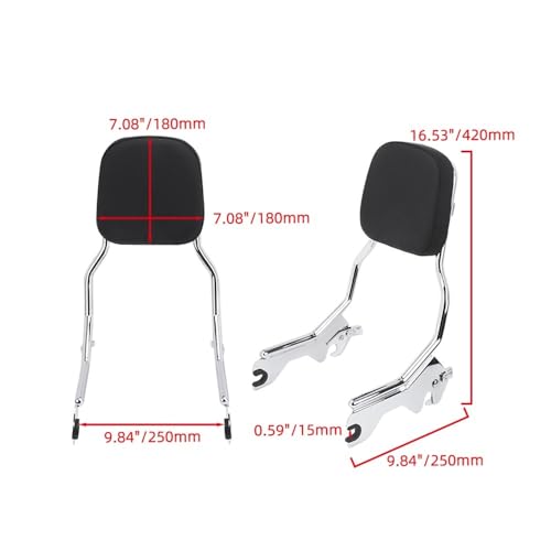 Dossier passager moto custom argenté avec coussin arrière pour Street Bob - 7