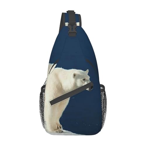 Sac à bandoulière imprimé ours polaire Noir pour homme et femme en taille unique