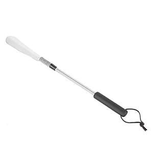 Multi functional Handicap Adaptability Mobility Dressing help, Stainless Steel Shoehorn with Leather Dressing Stick Reaching AidsMobility & Daily Living Aids