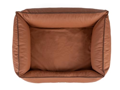 TrendPet Runa, Orthopädisches Kunstlederbett für Hunde, modisch in Kupfer und Grau (Kupfer, 100x75x30 cm)