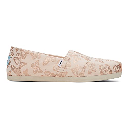 Image of TOMS Women's Alpargata CloudBound Foil Butterflies Espadrille Loafer Flat, Dusty Peach, 5.5