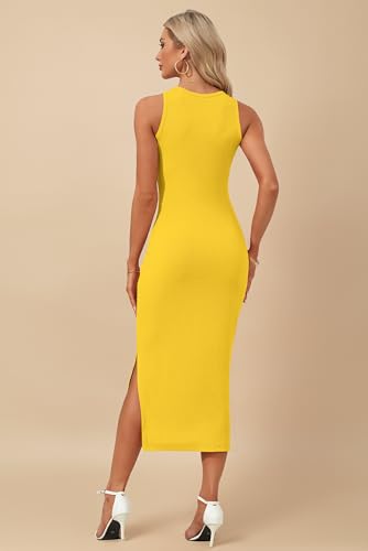 Image of AUSELILY Womens Summer Bodycon Dresses 2026 Basic Casual Sleeveless Knit Tank Midi Dress
