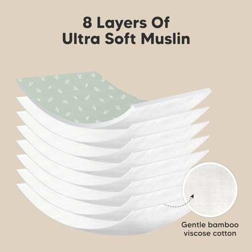 Image of 5-Pack Muslin Burp Cloths Baby Boy, Girl - Very Absorbent Baby Burp Cloth Rags, 8-Layers Viscose Derived from Bamboo Cotton Muslin Towel, Super Soft Spit Up Rags, No Shrink Washcloths (Prairie)
