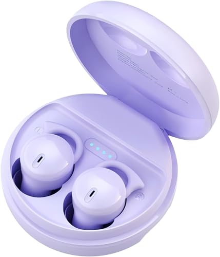 Piegricdiat Invisible Sleep Headphones, Sleep Earbuds for Side Sleepers, Mini Noise Blocking Sleep Earphones, Bluetooth 5.3 Wireless Earbuds for Sleeping, Working, Purple