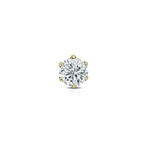 1/8 carat diamond round single stud earring in 14k yellow gold (i…