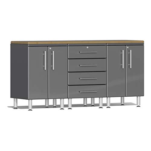 Ulti-MATE UG23042G 4-Piece Workstation Kit with Bamboo Worktop in Graphite Grey Metallic