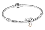 PANDORA Pulsera de mujer con dije corazón infinito bicolor, plata de ley 925, dulce conjunto de joyas, lote, regalo romántico como muestra de amor 21524 20 cm
