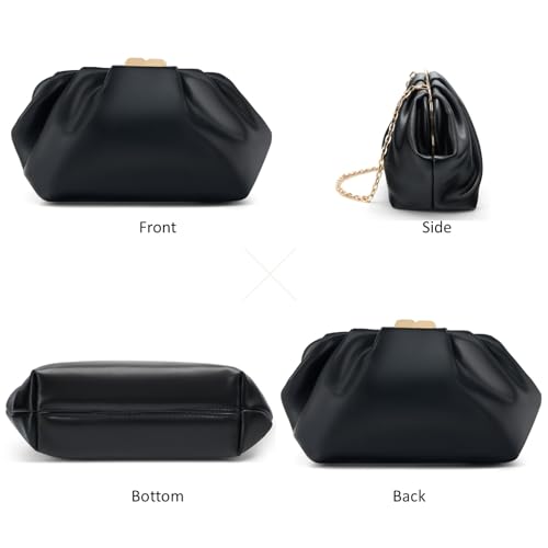 DETARA Vegan Leather Clutch Purse for Women Formal Soft Pleated PU Clutch Elegant Evening Bag Wedding Party and Prom (Black 933) by DETARA - Used condition - Image 3