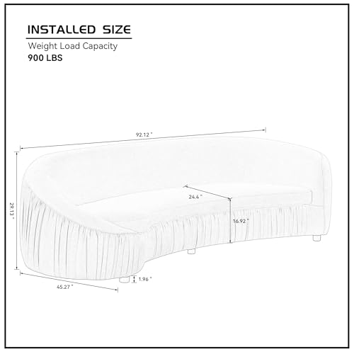 Image of KEIKI 92 inch Oversized Curved Shaped Upholstered Modular Sectional Sofa, Minimalist 4-Seater Couch with Seat Cushions and Ergonomic Backrest, No Assembly Required, for Apartment, Living Room, Green