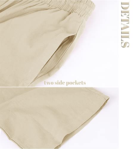 Enjoybuy Men's Linen Drawstring Beach Golf Elastic Waist Spring Long Casual Loose Summer Yoga Cotton Pants, 02-Khaki, Large #TOP7