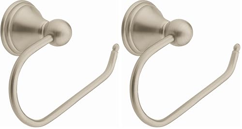 Image of Moen Preston Collection Spot Resist Brushed Nickel Single Post Toilet Paper Holder, Wall Mounted Toilet Roll Holder, DN8408BN (Pack of 2)