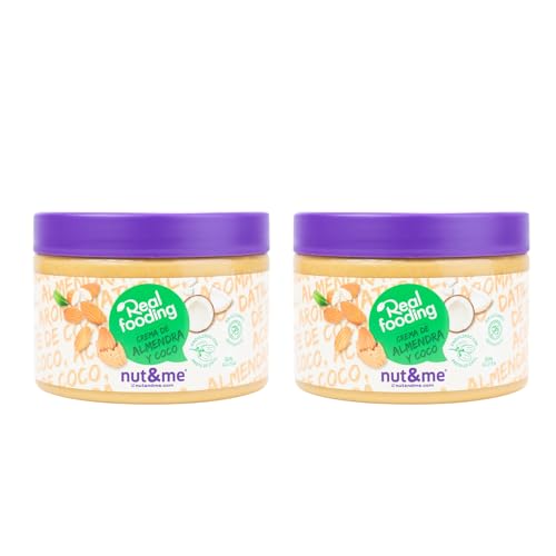 Crema de almendras y coco Realfooding 500 gr nut&me | Hecha de almendra y coco | Sin azúcar añadido | Baja en carbohidratos | Sin lactosa | Sin gluten | Coconut Pack 2 x 250 gr