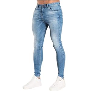 Heren Jeans Skinny Slim Fit Denim Broek Faded Abraised Stretch Broek Alle taillematen, kleine enkel