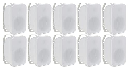McGrey OLS-5251WH Set 10 casse acustiche outdoor 2 vie IP56 per ristorante, birreria, terrazza, giardino. Woofer 5,25', tweeter 1', 50W, 8 Ohm, 70/100V, colore bianco.