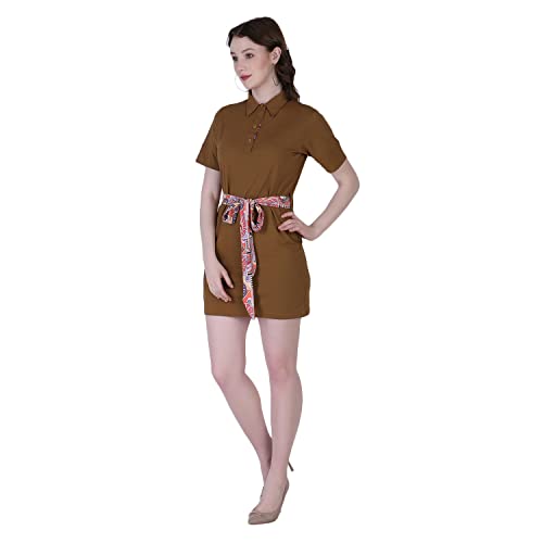 Image of Leriya Fashion Women's Comfortable Lycra Printed Collar Neck Regular Sleeve Solid Midi Body-con Casual Western Stylish Dress | Short Midi Dress for Women.