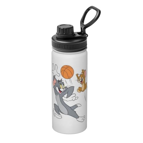 水筒 トムとジェリー かわいい アニメ スポーツボトル 保温 保冷 ステンレス製 魔法瓶 直飲み キャリーハンドル付き 大容量 軽量 山登り 運動 旅行 人気 漫画 ファッション ギフト