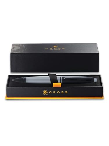 Image of Cross Calais Matte Gray & Black Refillable Ballpoint Pen - Medium Point, Black Ink, Smooth Writing, Presented in a Luxury Gift Box