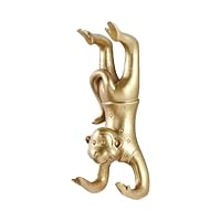WJXFHTD 1PCS Cute Wall Coat Hooks Monkey Wall Hook Animal Coat Hooks Wall Mounted Cat Key Hook Resin Hooks for Wall Unique Wall Hooks Decorative Suitable for Bedroom, Living Room (Gold Monkey)