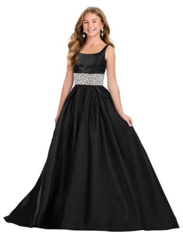 Girls Beaded Miss National Pageant Dresses Rhinestones Princess Kids Flower Girl Dress4