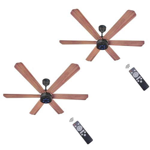 Image of XUGA Jovian F6P Premium Smart 1200mm, BEE 5-star BLDC fan,6 Blade,Remote Ceiling fan for Home, 100% Copper Motor,Energy Saving, High Air Delivery,LED Light, Oakwood (Pack of 2)(5 Year Warranty)