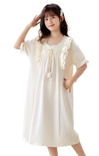 Teenager Girls Nightgowns Summer Sleepwear for Girls Short Sleeve Night Dress for Teens Princess Sleepshirt Comfy Nightshirt