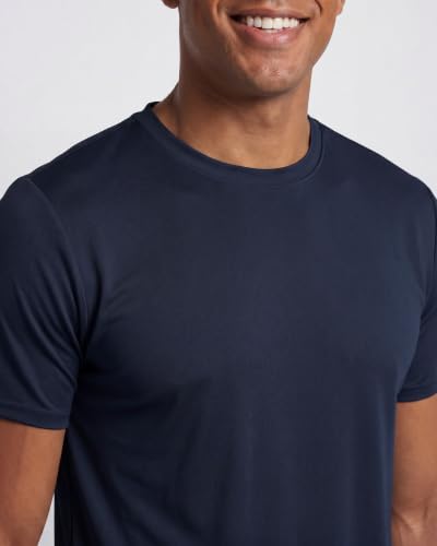 Image of Real Essentials 5 Pack: Men's Dry-Fit Short Sleeve Crew Neck T Shirts Fitness Running Gym Workout Cool Exercise Athletic Tee