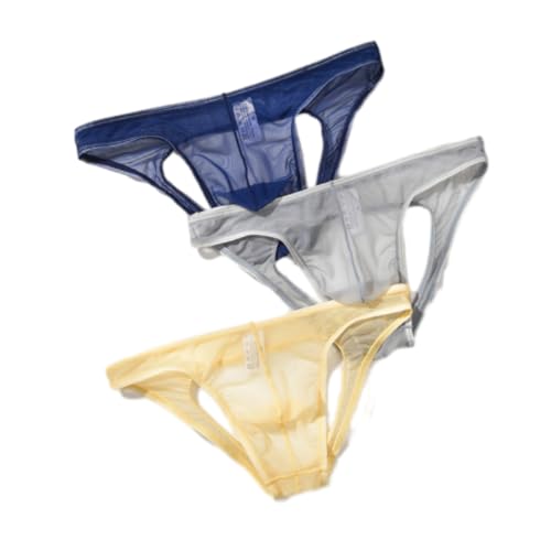 Evankin Men's Brief Underwear with Mesh See Through Jockstrap Thong Underpants Ice Silk Sexy Low Waisted Underwear2