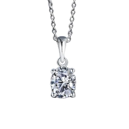 Collier Moissanite Ovale 1ct D et Pendentif en Argent 925 Pour Femme