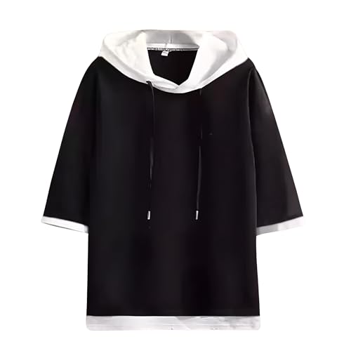LilBits Men's Black Hood Neck Half Sleeve T-Shirt - Image 2