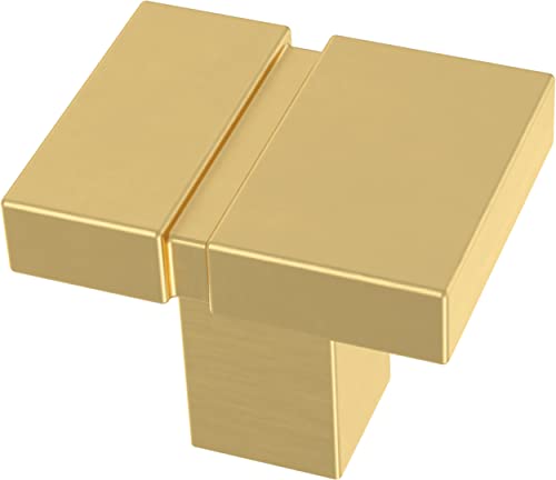 Franklin Brass Asymmetric Notched Cabinet Knob, Brushed Brass, 1-1/4 in (32mm) Dresser Drawer Pull, 10 Pack, P40825K-117-C
