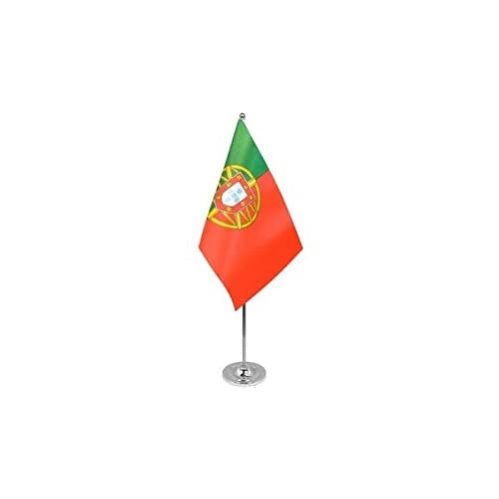 AZ FLAG Portugal Prestige Table Flag 6'' x 9'', Portuguese Office Decoration 100% Satin 22 x 15 cm