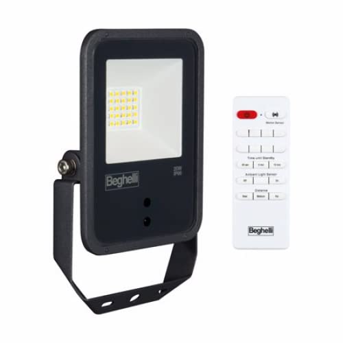 Beghelli 86167 Floodlight FL Dual Sensor Proiettori da Esterno, 20W Nero IP66 Sens 3K