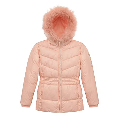 Image of Juicy Couture Girls Coat, Faux Fur Hooded Winter Jacket, Warm Padded Parka Hoodie, Kids Heavyweight Winter Coat
