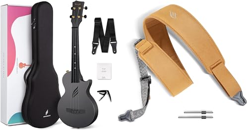 Enya Concert Ukulele Nova U 23’’ Carbon Fiber Travel Ukulele with Beginner Kit & enya Magnetic Strap