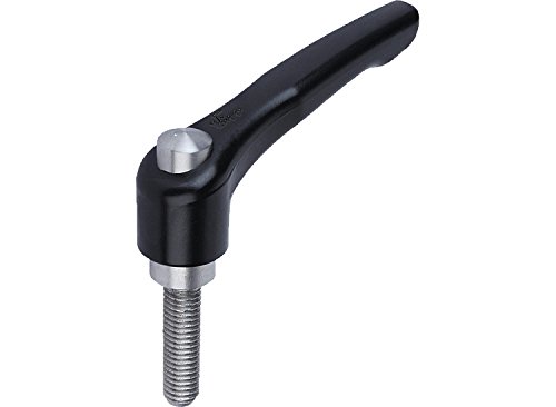 Image of Kipp 06461-92A21X40 Zinc Adjustable Handle, Protective Cap and 43.922 inch External Thread, Modern Design Style, Stainless Components, Inch, Black Satin Powder-Coated Finish, 40 mm Screw Length, Size 2