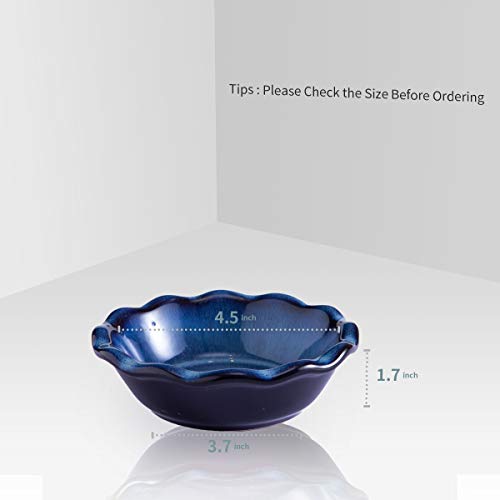 Porcelain Individual Mini Pie Pans With Ruffled Edge, 5 inch Quiche Cake Tart Pan Round Baking Dish, Set of 4, Reactive Glaze Nebula Blue -Jemirry - Thumbnail 3