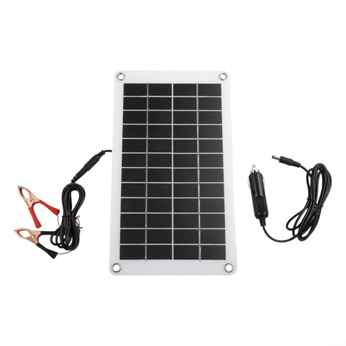 SolarTech Chargeur semi-flexible pour panneau solaire 30 W 12 V avec clip adaptateur de voiture pour camping-car, bateau, moto, efficacité améliorée et étanche